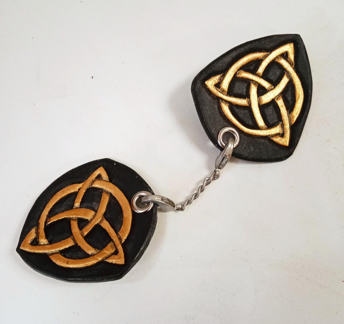 Tooled Leather Cloak Clasp - Multiple Designs and Colors picture