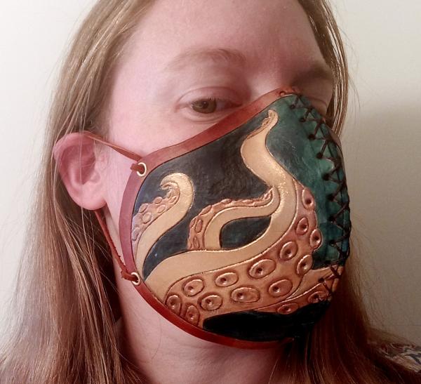 Leather Half Mask - Fun Designs with Washable Cloth Filters Included picture