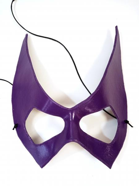 Leather Huntress Mask - Purple Cosplay Mask - Matching Cuffs Available picture