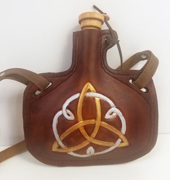 Leather Bottle - Small Medieval Style Wine Skin picture