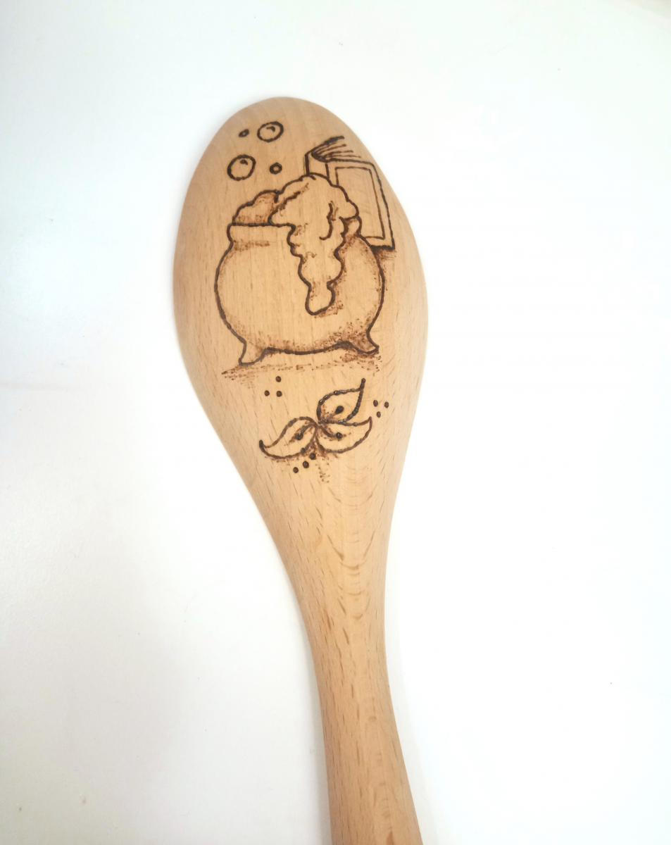 Wood Burned Pyrography Kitchen Witch Wooden Spoons - Multiple Designs Available picture
