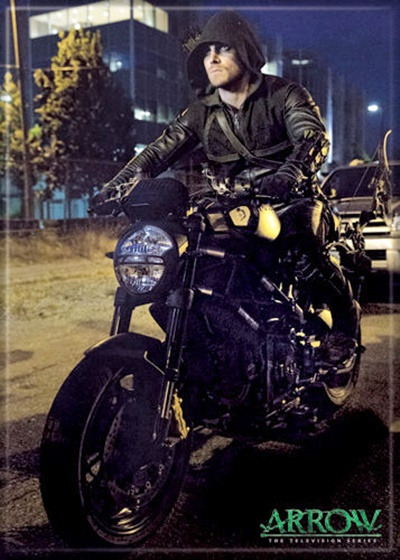 DC Comics Arrow TV Series Riding Motorcycle Photo Refrigerator Magnet NEW UNUSED picture