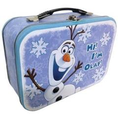 Walt Disney's Frozen Olaf Laughing Large Carry All Tin Tote Lunchbox, NEW UNUSED