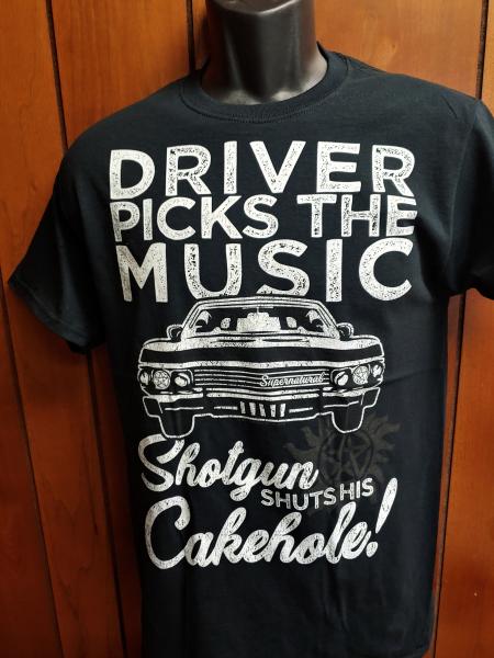 Supernatural "Driver Picks the Music" t-shirt picture