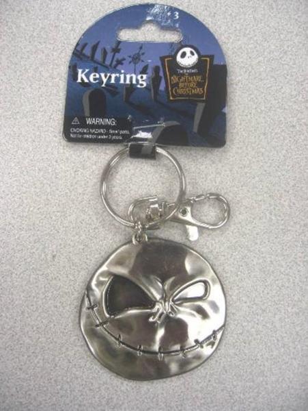 The Nightmare Before Christmas Jack Winking Pewter Key Ring KeyChain, NEW UNUSED