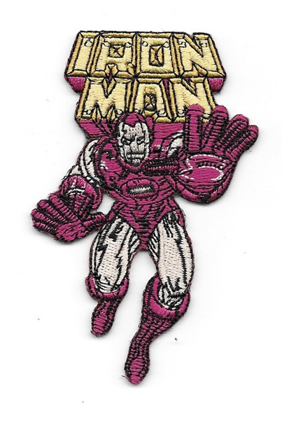 Marvel Comics Iron Man Running with Name Logo Embroidered Patch, NEW UNWORN