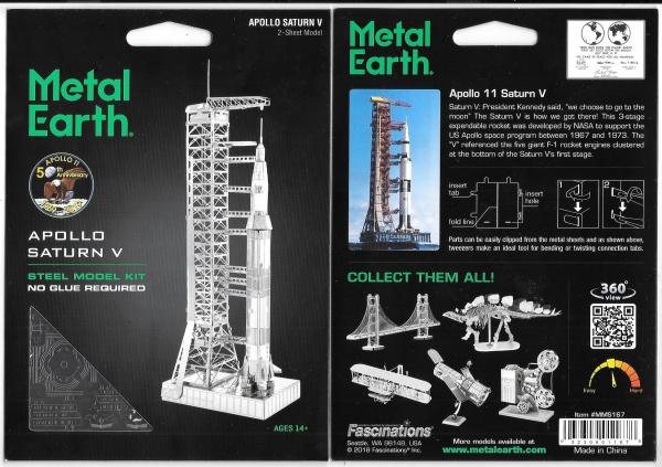 Apollo 11 Saturn V Rocket with Gantry Metal Earth Steel Model Kit NEW SEALED picture