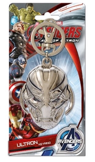 Marvel Comics Avengers Ultron Face Metal Pewter Key Ring Keychain, NEW UNUSED picture