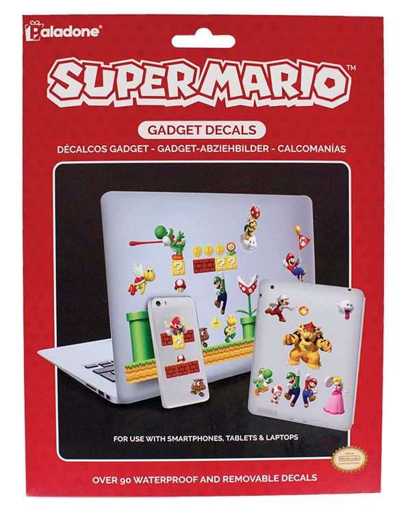 Super Mario Brothers Pack of 90 Removable Waterproof Gadget Stickers Decals NEW
