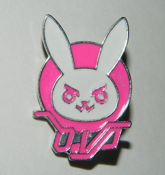 Overwatch Video Game D.VA Pink Bunny Logo Metal Enamel Pin NEW UNUSED