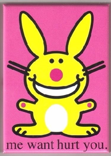 Happy Bunny Figure me want hurt you Refrigerator Magnet, NEW UNUSED