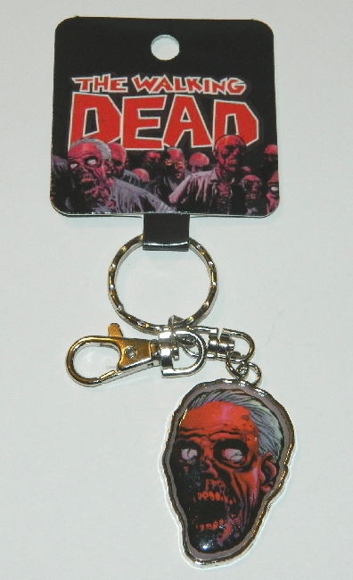 The Walking Dead, Dead Head Red & Silver Toned Metal Keyfob KeyChain NEW UNUSED