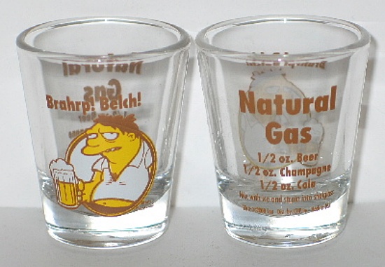 The Simpsons Barney w/ Beer Drink Recipe Illustrated Clear Shot Glass NEW UNUSED