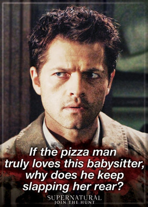 Supernatural TV Series: Castiel "Pizza Man" Photo Refrigerator Magnet, NEW