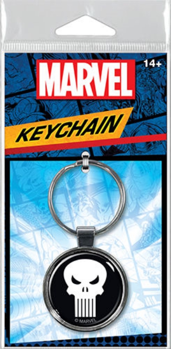 Marvel Comics Punisher Skull Logo Colored Round Metal Key Chain NEW UNUSED picture