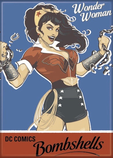 DC Comics Bombshells Wonder Woman Breaking Chains Art Refrigerator Magnet, NEW picture