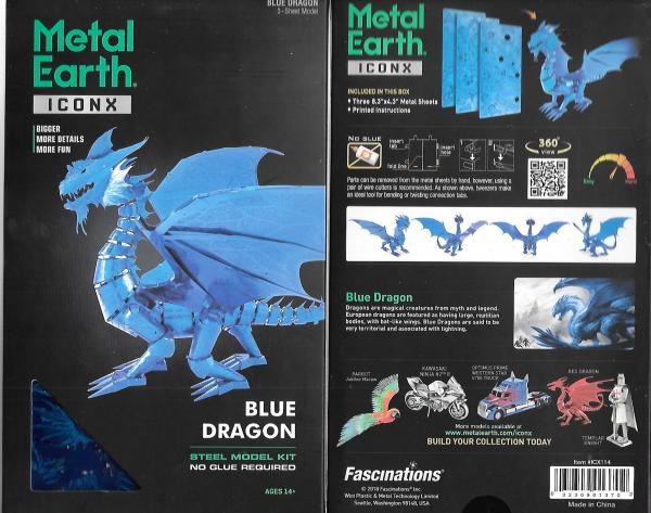 Blue Dragon Fantasy Metal Earth ICONX 3D Steel Model Kit #ICX114 NEW SEALED picture