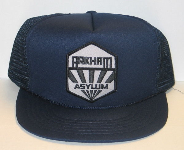 Batman Arkham Asylum Sanatorium Logo Patch on a Blue Baseball Cap Hat NEW