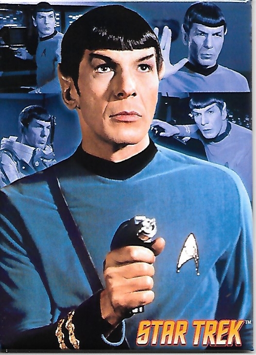 Star Trek: The Original Series Mr. Spock with Phaser Over Collage Magnet NEW