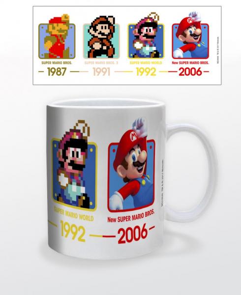 Nintendo Evolution of Super Mario with Dates 11 oz Ceramic Mug NEW UNUSED BOXED picture