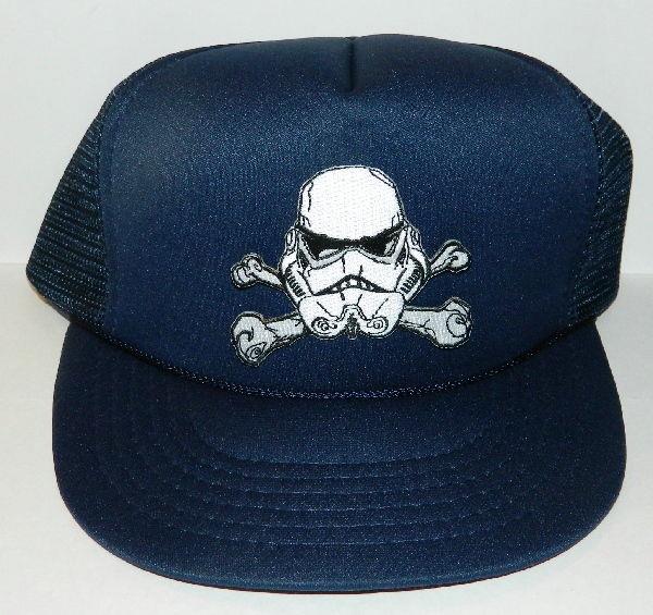 Star Wars Storm Trooper Helmet Cross Bones Patch on a Black Baseball Cap Hat NEW
