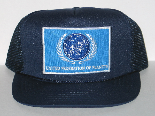 Star Trek TNG UFP Flag Blue Patch on a Dark blue Baseball Cap Hat NEW picture