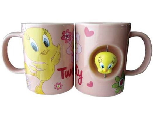 Looney Tunes Tweety Bird Figure Ceramic Spinner Coffee Mug, NEW UNUSED