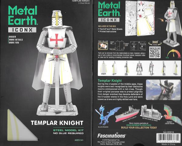 Templar Knight Armor Metal Earth ICONX Laser Cut 3-D Steel Model Kit NEW SEALED picture