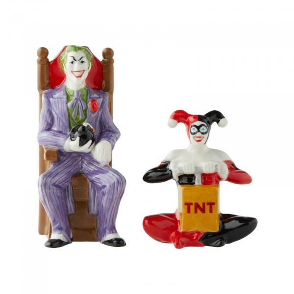 DC Comics Joker and Harley Quinn Ceramic Salt and Pepper Shakers Set NEW UNUSED
