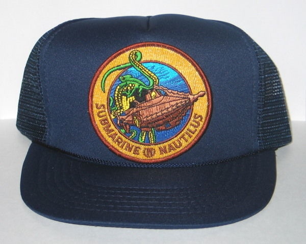 20,000 Leagues Under The Sea Nautilus Patch on a Blue Baseball Cap Hat NEW picture