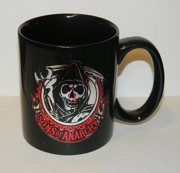Sons of Anarchy Metallic Reaper Decal Logo 22 oz Ceramic Coffee Mug, NEW UNUSED