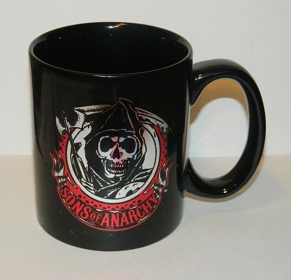 Sons of Anarchy Metallic Reaper Decal Logo 22 oz Ceramic Coffee Mug, NEW UNUSED picture