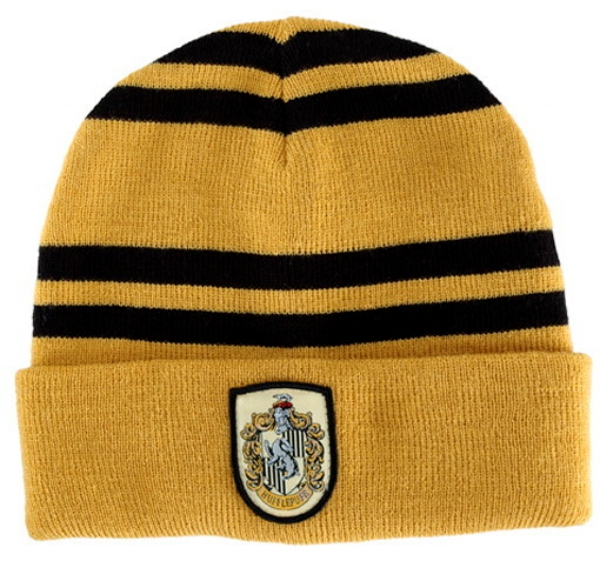 Harry Potter House of Hufflepuff Colors Beanie Hat with Crest NEW UNWORN picture