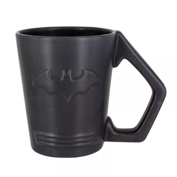 Batman Bat Chest Logo Black Shaped Embossed 18 oz Ceramic Coffee Mug NEW UNUSED picture