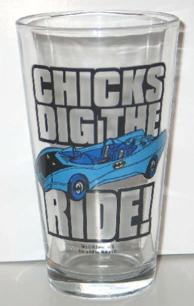 Batman Chicks Dig the Ride! Batmobile Pint Glass NEW UNUSED picture