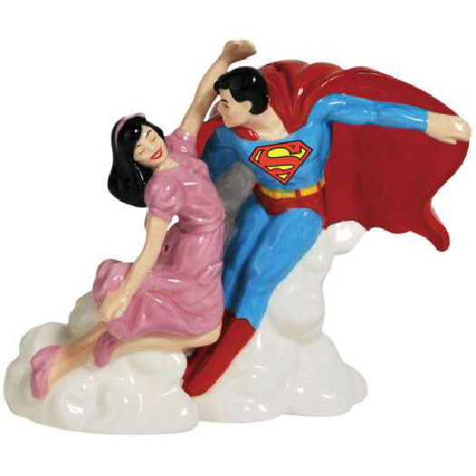 DC Comics Superman and Lois Lane Ceramic Salt and Pepper Shakers Set, NEW UNUSED