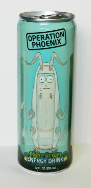 Rick and Morty Operation Phoenix Clone Serum Energy Drink 12 oz Illustrated Can