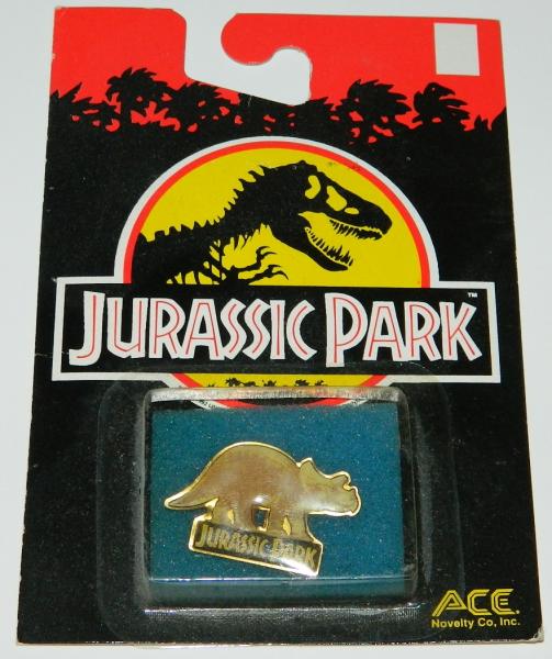 Jurassic Park Movie Triceratops Metal Enamel Pin ACE Novelty 1993 MIB SEALED picture