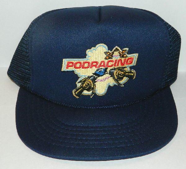 Star Wars Podracing Logo Die-Cut Embroidered Patch on a Blue Baseball Cap Hat picture