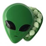 Green Alien Face Extraterrestrial Sours In Embossed Metal Tin NEW SEALED