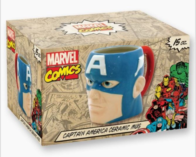Captain America Molded Head Image Figural Ceramic 16 ounce Mug NEW UNUSED
