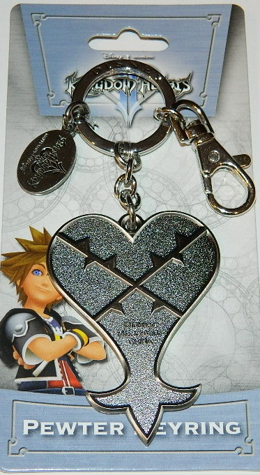 Walt Disney Kingdom Hearts Heartless Logo Pewter Key Ring Key Chain NEW UNUSED