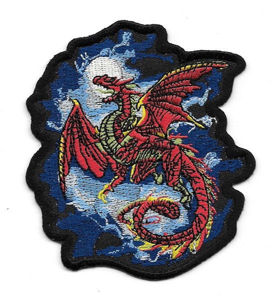 Whitbywyrm Red Dragon Figure Embroidered Patch, NEW UNUSED picture