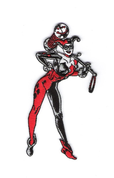 Batman, Harley Quinn Standing Figure Embroidered Iron On Patch, NEW UNUSED picture