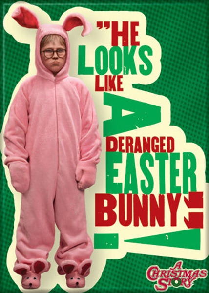 A Christmas Story Ralphie In Pink Bunny Suit Deranged Photo Fridge Magnet UNUSED picture