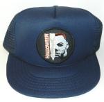 Halloween Michael Myers Face and Knife Name Patch on a Black Baseball Cap Hat