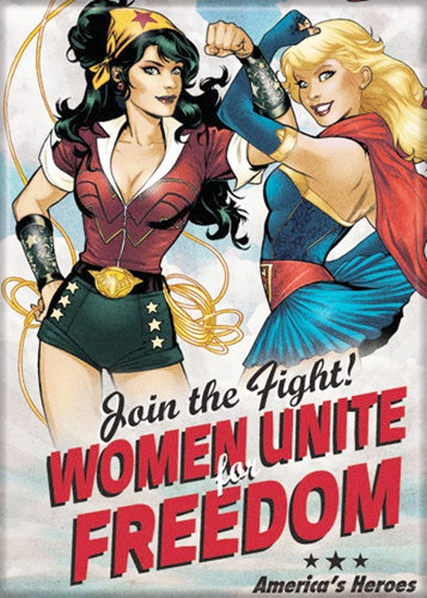 DC Comics Bombshells Wonder Woman and Supergirl Art Refrigerator Magnet, NEW picture