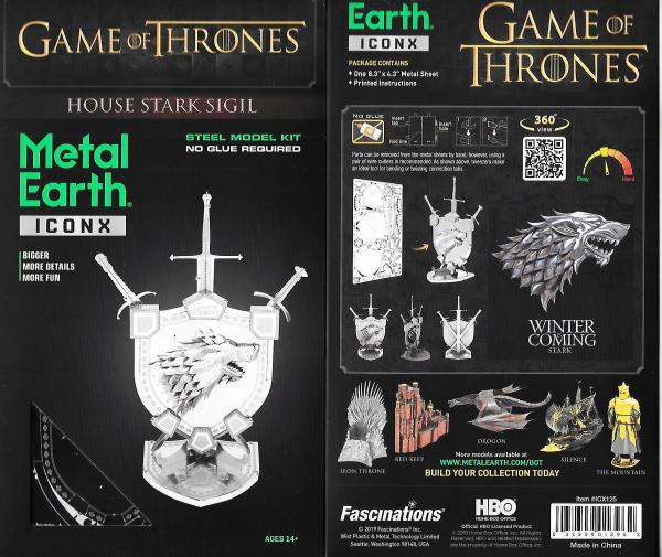 Game of Thrones House Stark Sigil Metal Earth ICONX 3D Steel Model Kit SEALED picture