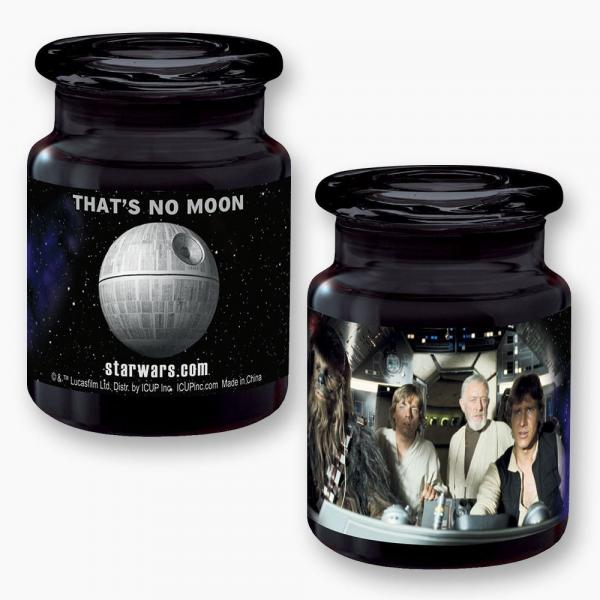 Star Wars That's No Moon Black Apothecary Style Glass Jar with Lid NEW UNUSED picture