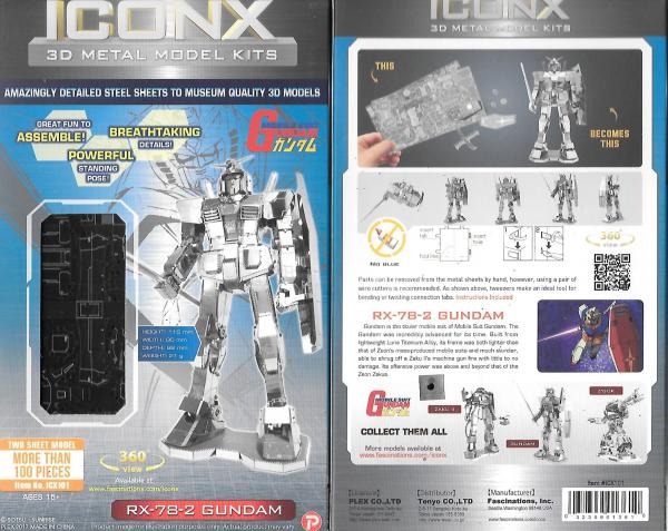 Mobile Suit Gundam RX-78-2 Metal Earth ICONX 3D Steel Model Kit NEW SEALED picture